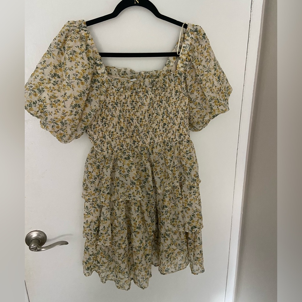 Yellow floral summer dress